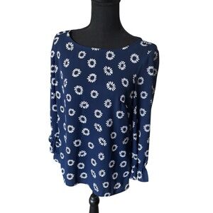 Talbots Navy Blue Floral Women's Top, size XS